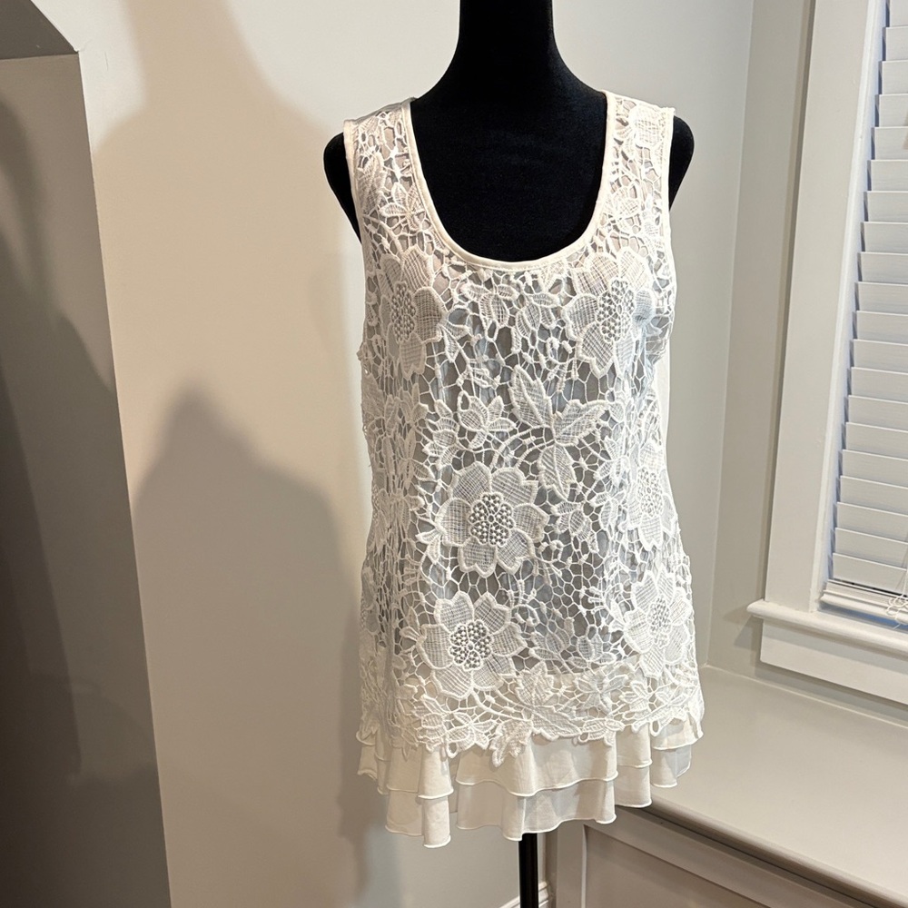 Chic White Lace Layered Tank Top
